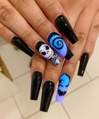 Halloween Skeleton nail art design and black manicure from Little Luxuries Nail Lounge