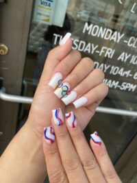 Olympics nail art design done by Little Luxuries Nail Lounge