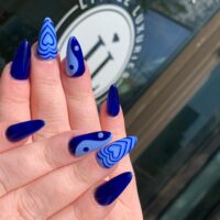 Dark blue and light blue nail art design from Little Luxuries Nail Lounge